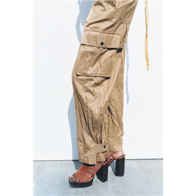 ZW COLLECTION WRINKLED CARGO TROUSERS