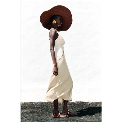 CONTRAST MIDI DRESS