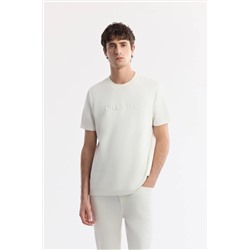 Avva, Erkek Ekru Bisiklet Yaka Baskılı Bi Stretch Interlok T-shirt A51y1131