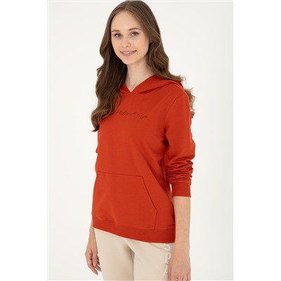 Kadın Kiremit Kapüşonlu Sweatshirt