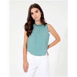 Koyu Mint Kolsuz Comfort Fit Bluz