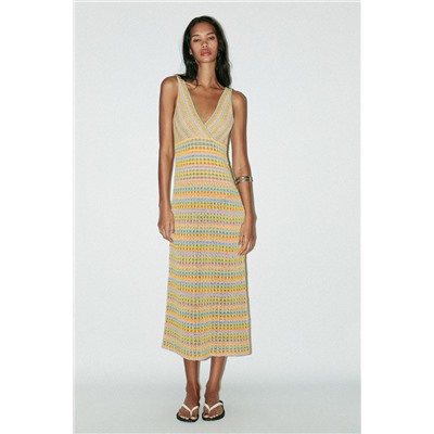 LONG CROCHET KNIT DRESS