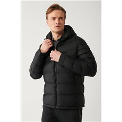 Avva Erkek Siyah Su Itici Rüzgar Geçirmez Kapitone Kapüşonlu Comfort Fit Rahat Kesim Şişme Mont E006011