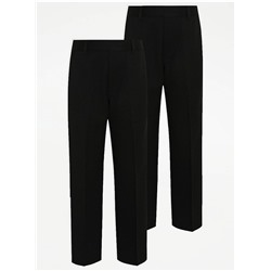 Boys Black Half Elastic School Trouser 2 Pack