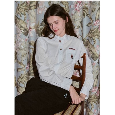 Teenie Weeni*e 🐻 коллекция 2024✔️ хлопковая рубашка с одним карманом, острым воротником и вышивкой. Реплика высокого качества✔️  Цена на оф сайте выше 9 000🙈