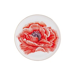 Тарелка десертная, 19 см, фарфор F, белая, с золотистым кантом, Мак, Flowers, 60492