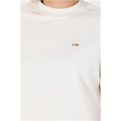 Kadın Ekru Bisiklet Yaka Sweatshirt