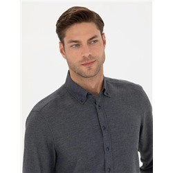 Lacivert Slim Fit Uzun Kollu Gömlek
