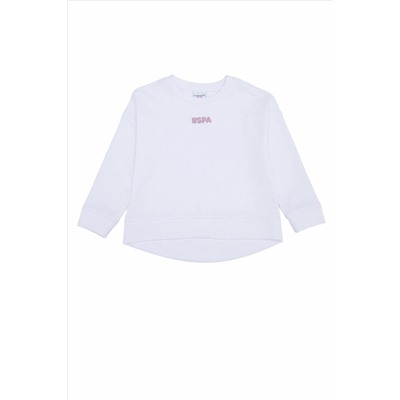 Çocuk Beyaz Basic Bisiklet Yaka Sweatshirt