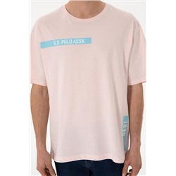Erkek Comfort Fit Bisiklet Yaka Açık Pembe Tişört
