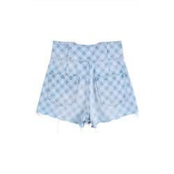 Short vaquero de tiro alto Azul claro y azul cobalto