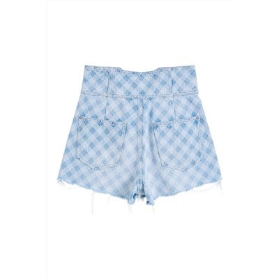 Short vaquero de tiro alto Azul claro y azul cobalto