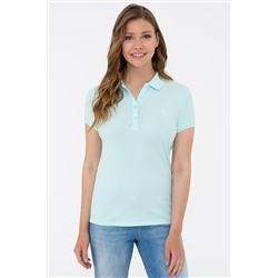 Kadın Su Yeşili Basic Polo Yaka Tişört