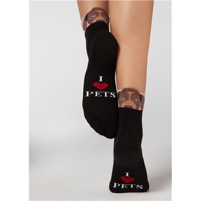Kurze Socken mit Tiermuster