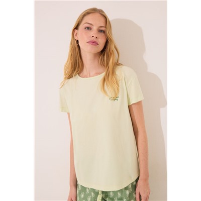 Pijama manga corta algodón estampado verde