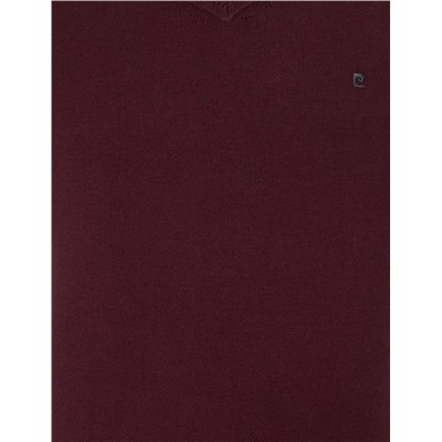 Bordo Slim Fit V Yaka Basic Triko Kazak