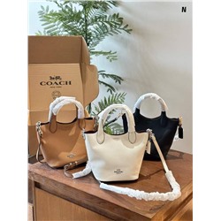 Сумка Coac*h Hanna 👔  Реплика  Материал: коровья кожа, холст  Размер: 17,5/19,5/13