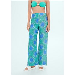Pantalón wideleg lino estampado