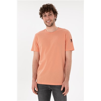 Erkek Regular Fit Bisiklet Yaka Somon Basic Tişört
