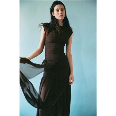 CONTRAST BALLOON TULLE DRESS