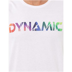 Beyaz Slim Fit Baskılı Bisiklet Yaka Tişört
