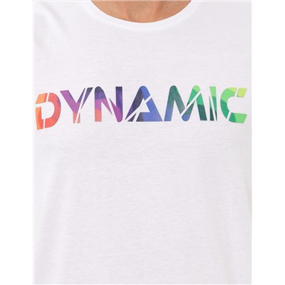 Beyaz Slim Fit Baskılı Bisiklet Yaka Tişört