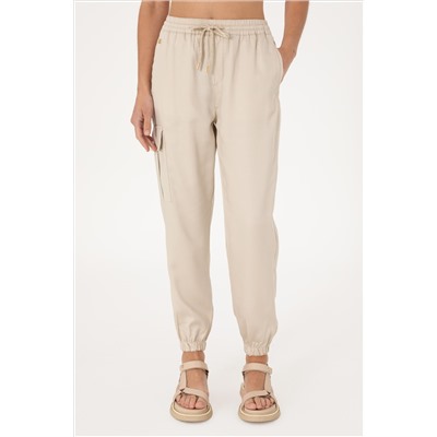 Kadın Taş Kanvas Jogger Fit Pantolon