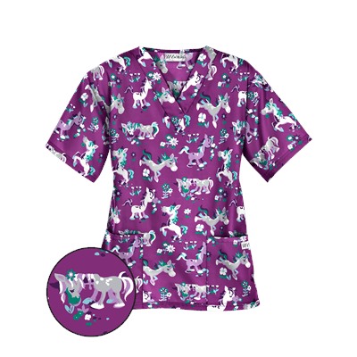 UA Frolic In The Flowers Berry Burst Scrub Top