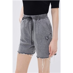 Short vaquero de tiro alto Gris claro