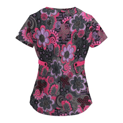 UA Peace And Prosperity Fuchsia Mock Wrap Scrub Top
