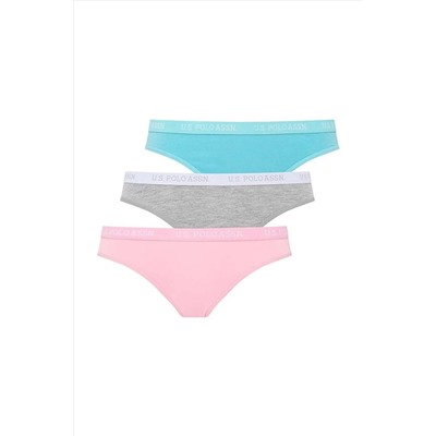 U.S. Polo Assn.Kadın Çok Renkli 3 Lü Slip Z6.E.6T1.A1GR.9P