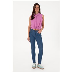 Kadın Koyu Mavi Skinny Fit Jean Pantolon