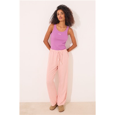 Pantalón largo viscosa estampado rayas