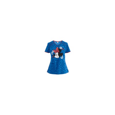 Cherokee Tooniforms Scrubs Minnie Americana Print Top