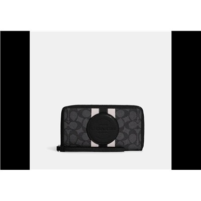 Dempsey Large Phone Wallet In Signature Jacquard With Stripe And Coach Patch