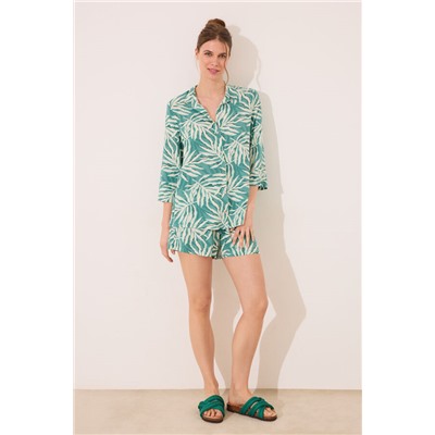 Set camisa y pantalón corto print hojas