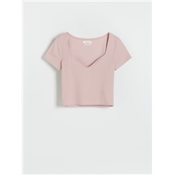 Crop Top aus Rippstrickjersey