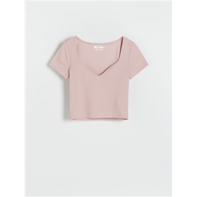Crop Top aus Rippstrickjersey