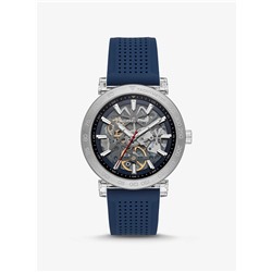 Oversized Greer Silver-Tone and Perforated Silicone Watch