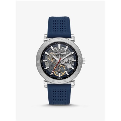Oversized Greer Silver-Tone and Perforated Silicone Watch