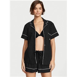 VICTORIA'S SECRET Cotton Short Pajama Set - Black & White Dot - M