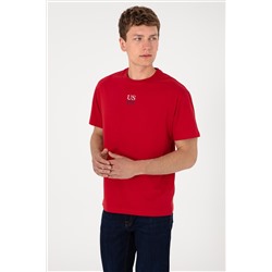 Erkek Comfort Fit Bisiklet Yaka Kırmızı Tişört