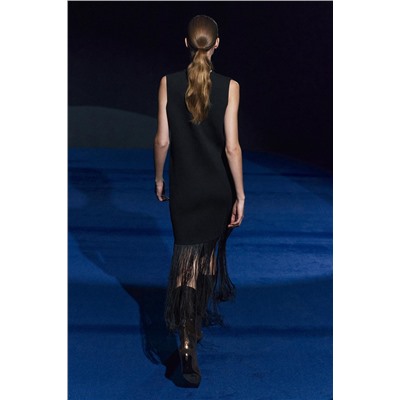 KNIT DRESS WITH FRINGING