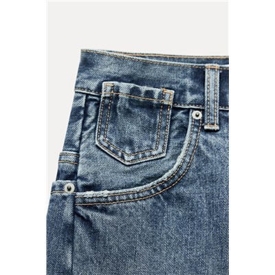 DENIM TRF LOW-RISE BERMUDA SHORTS WITH TAB