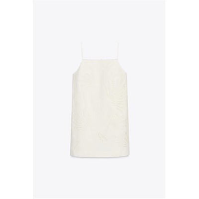 ZW COLLECTION EMBROIDERED LINEN BLEND DRESS