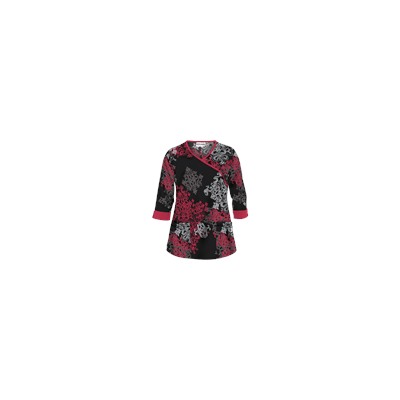UA Exotica Black Mock Wrap Scrub Top