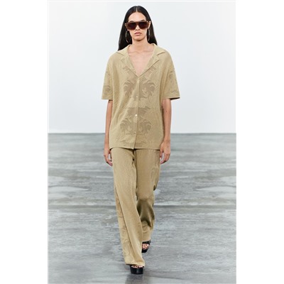 OVERSIZE JACQUARD KNIT POLO SHIRT