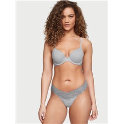 Lace-Waist Cotton Thong Panty
