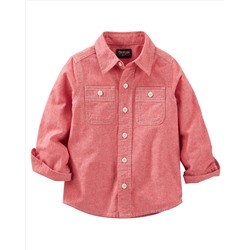 2-Pocket Chambray Button-Front Shirt