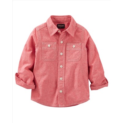 2-Pocket Chambray Button-Front Shirt